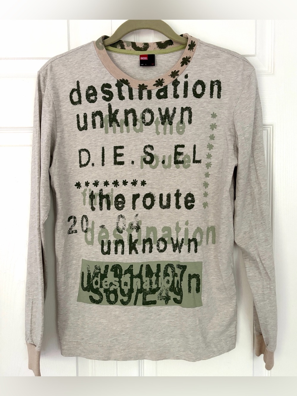 Diesel Y2K Vintage Men’s Shirt "Destination Unknown" long-sleeve graphic  Small